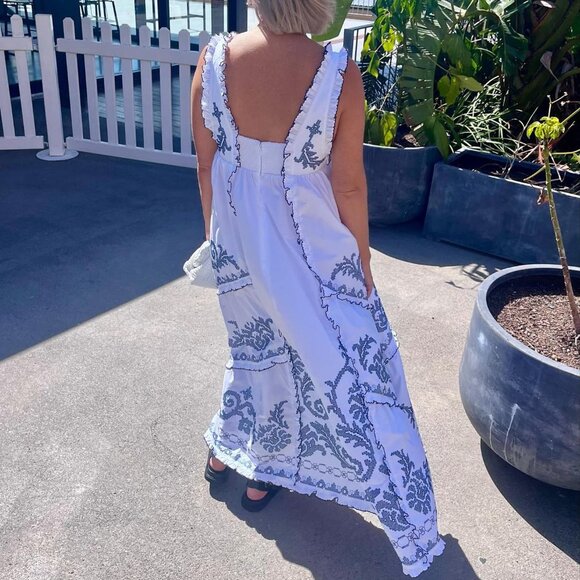 ALEMAIS HAZEL SMOCKED EMBROIDERED MIDI DRESS - Picture 4 of 13